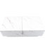 Bureau à rallonge blanc avec surface coulissante et compartiment de rangement dissimulé