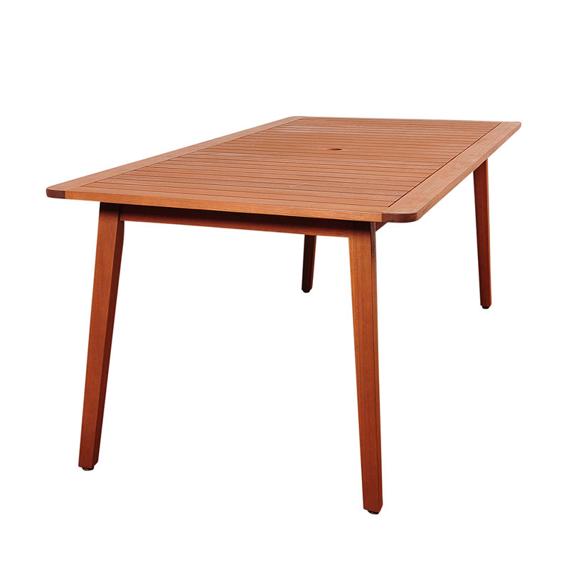 Audre Rectangular Eucalyptus Outdoor Dining Table With Umbrella Hole , 85'' in. W 37.4'' in. D
