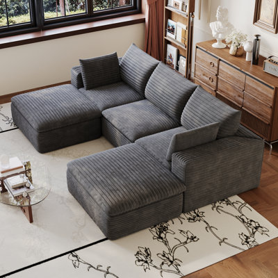 Canapé Cloud, tissu en velours côtelé, sièges profonds, conception à deux couches, coussin amovible, sans assemblage, combinaison à faire soi-même pour le salon, la chambre à coucher, la salle de conférence, l’appartement