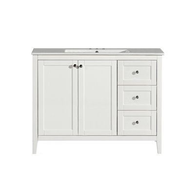 Swiss Madison Cannes 48 in. White Bathroom Vanity With White, 3-Hole Ceramic Sink Top