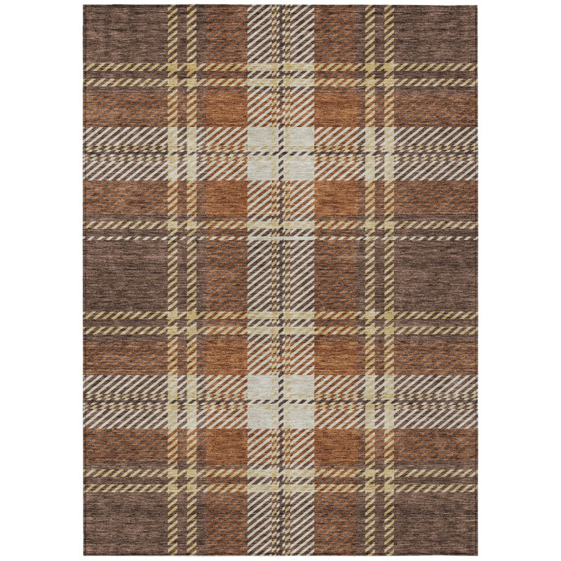 Tapis intérieur / extérieur 3 pi x 5 pi cuivré chocolat et doré lavable