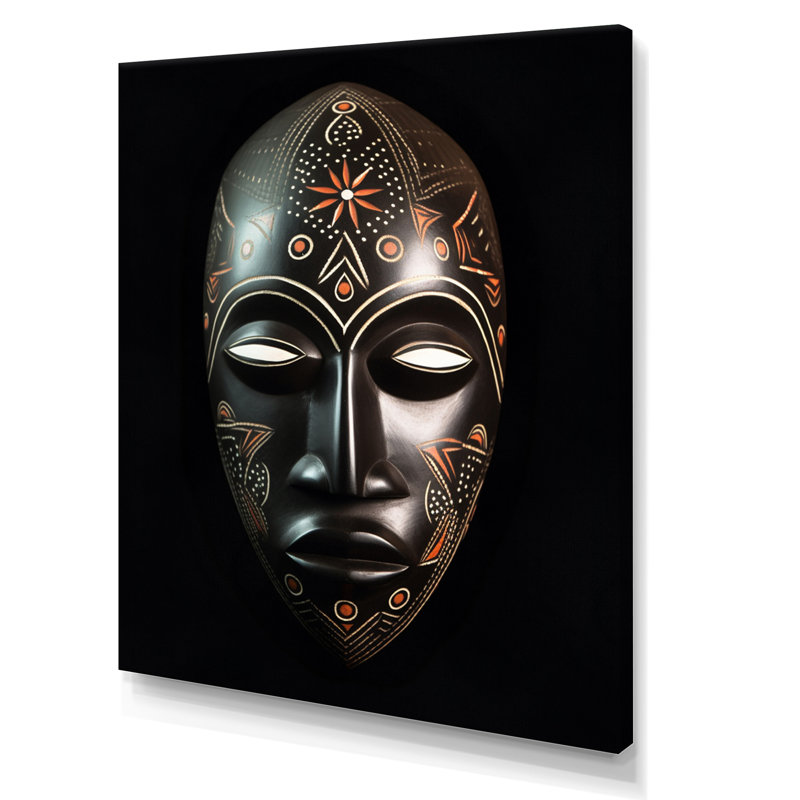 Masque africain Ethnical Traditional, H 44 po x l 34 po, Toile tendue