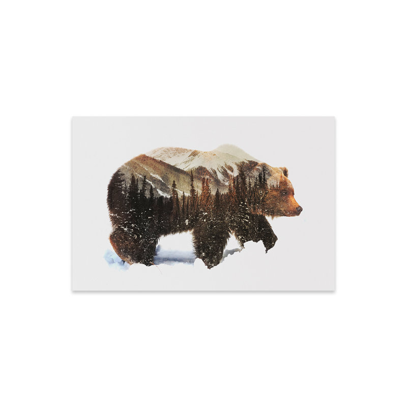 Impression d'un grizzly arctique sur verre acrylique, H 16 po x l 24 po x P 0,25 po
