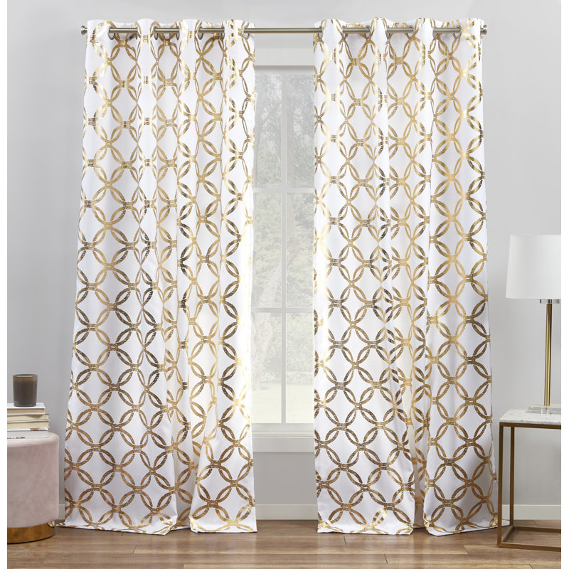 Room Darkening Curtain Pair, Winter/Gold, 54" W x 96" L