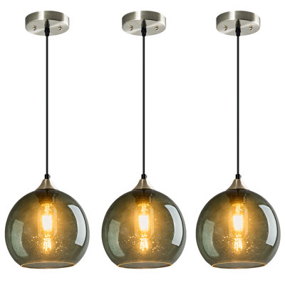 Bernard 3 - Light Single Globe Pendant Light Glass Pendant Lights Kitchen Island Lighting