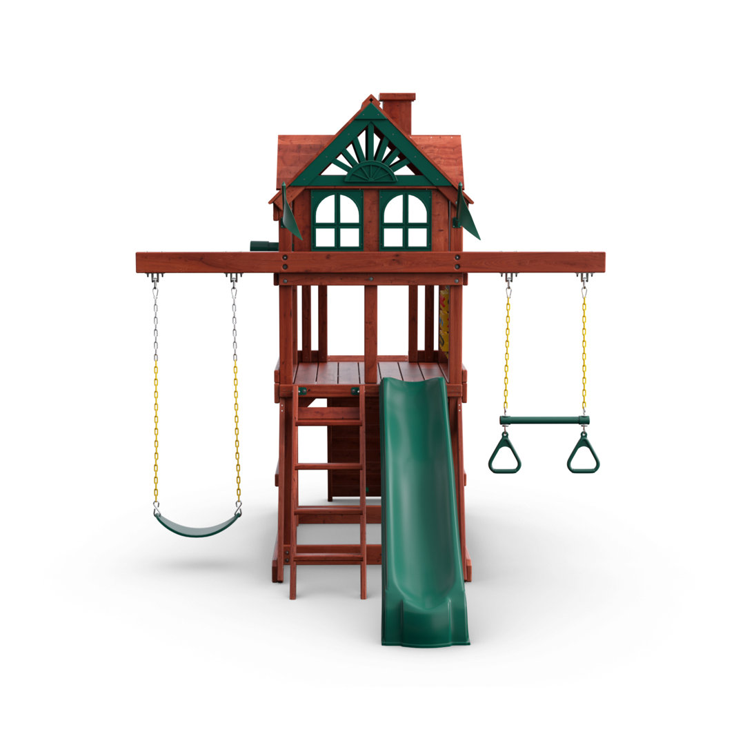 Five Star II Space Saver Swing Set with Wood Roof Gorilla Playsets