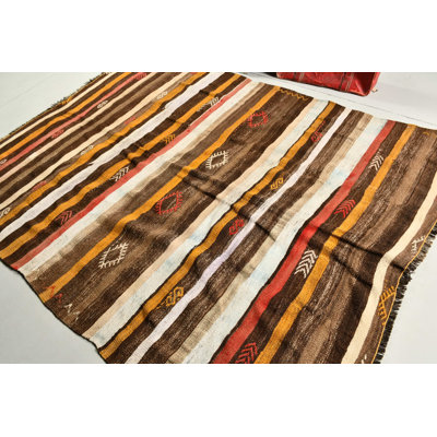 Large Vintage Turkish Kilim in Brown for Home Decor Ideal for Bedrooms with Tribal Design