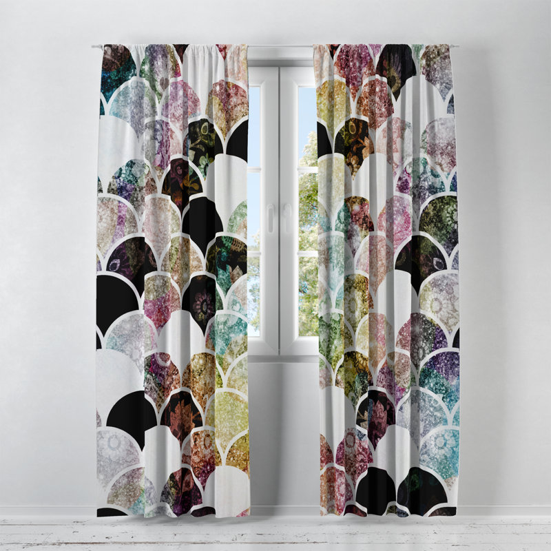 Panneaux de rideaux semi-transparents Boho Mermaid Scales, 40 po x 82 po