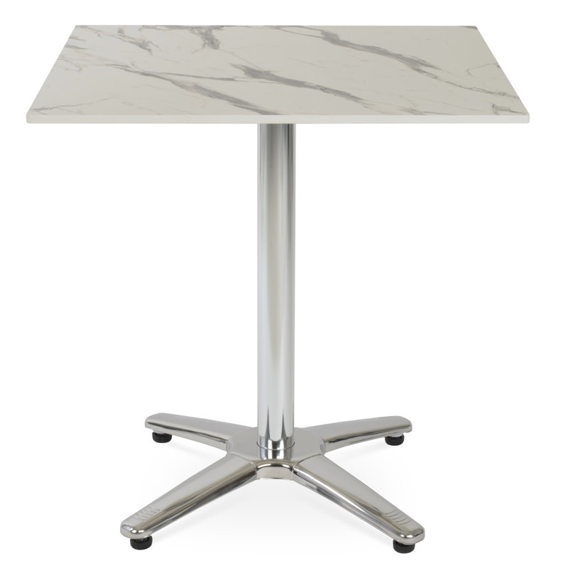 Lamer Laminate Commercial Table, White Marble, 30" H x 27" L x 27" W