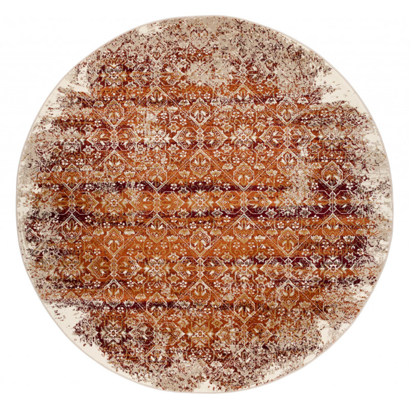 8' Runner Rust Oriental Runner Rug, Round 8'