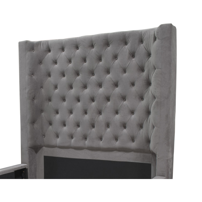 Cannonville Upholstered Wingback Bed, King, Cream