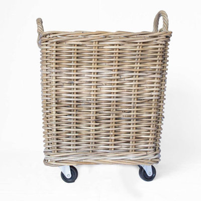Rattan Basket on Wheels