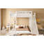 Lit mezzanine double avec tête de lit tapissier et tablettes de rangement, complet avec échelle et glissoire, beige-131105406-131105408