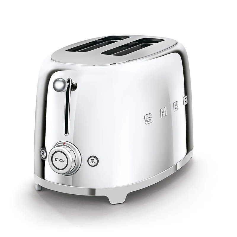 Smeg TSF01 50's Style Retro Two Slice Toaster, Chrome