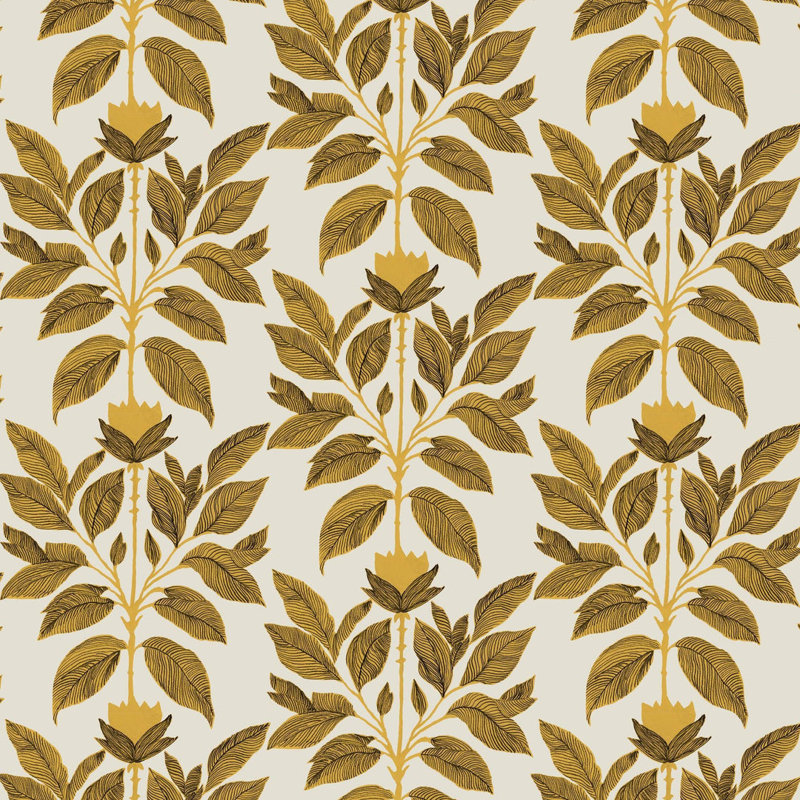 Wayward Petal - Floral Wallpaper, Chimney Black, Faux Grasscloth