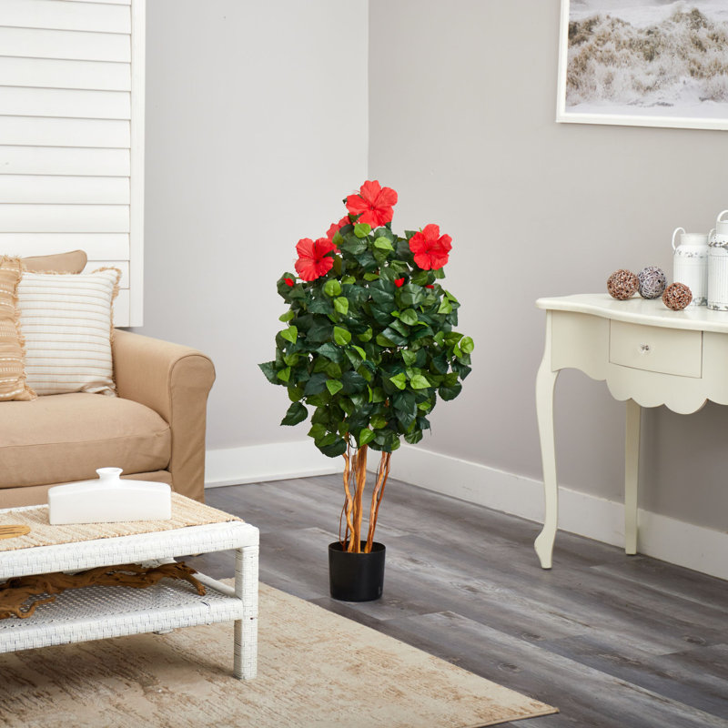 48'' Faux Hibiscus Tree in Pot