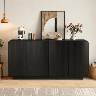 Modern 64" Vertical-Striped 4-Door Sideboard