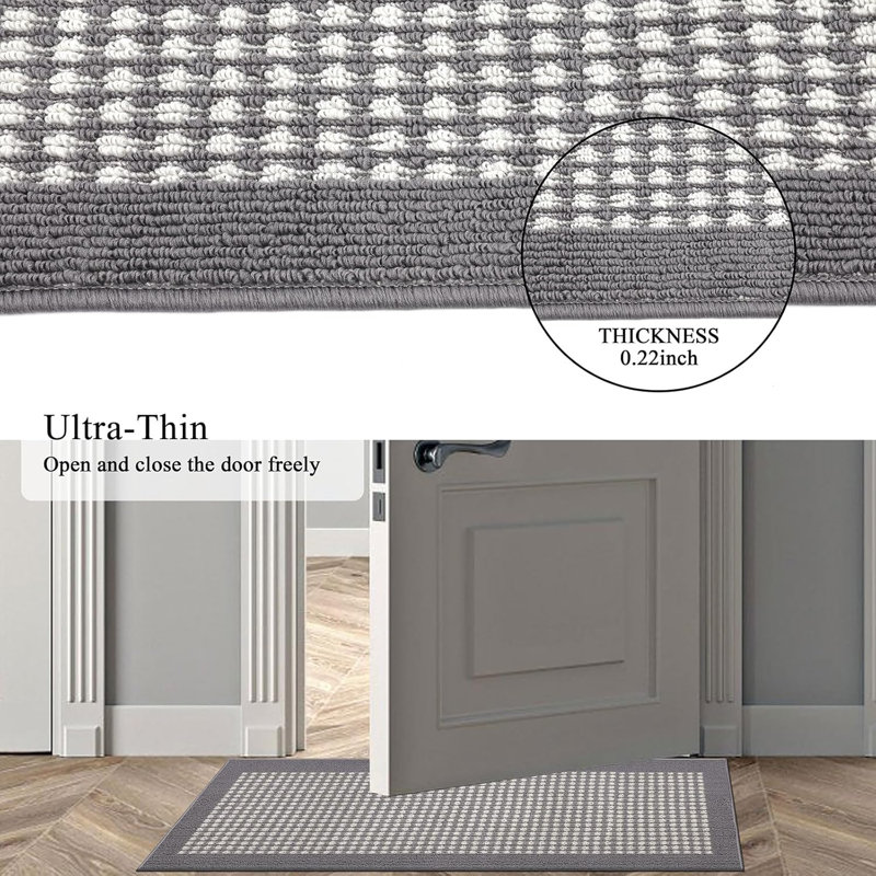 Non Slip Washable 2'x6'  Kitchen Mats for Doormat Hallway Entryway Petmat, Gray