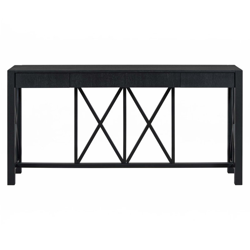 Console 60 po avec 4 tiroirs spacieux, Noir