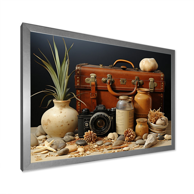 Beach Travels Collage I - impression, Cadre photo argenté, H 16 po x l 32 po x P 1 po