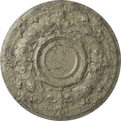Endurathane Oslo Ceiling Medallion, 28 1/8"OD x 1 3/4"P (Fits Canopies up to 10 1/2"), Hand-Painted Castle Stone Crackle Finish