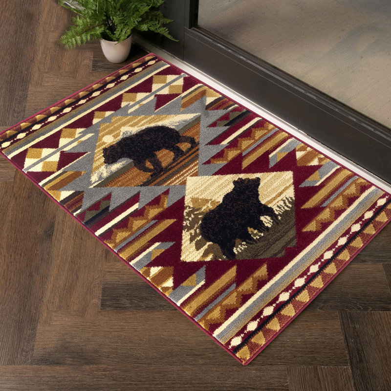 Tapis en polypropylène rouge de 2,58 pi x 7,25 pi, tapis en polypropylène, pi