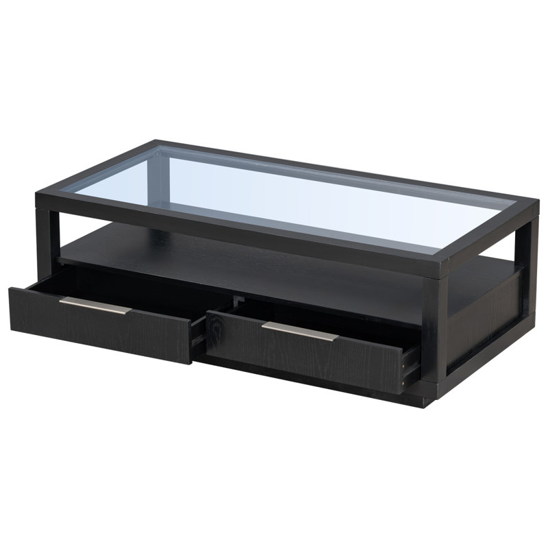 Glass Top Coffee Table, Black
