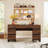 Home Office Furniture Set: 59In Modern Executive Desk With Charging Station & Drawers And 2 PCS 72In Tall Bookcases With Storage Cabinet, Home Office Furniture For Living Room, Bedroom, Brown-1629637763