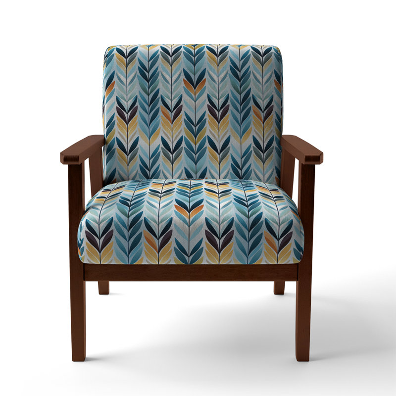 Cantina 23'' Wide Armchair, Blue Polyester, Brown Square Arms