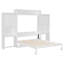Grand lit blanc avec bureau, meuble-lavabo et rangement, de haute qualité pour une chambre à coucher de qualité moderne
