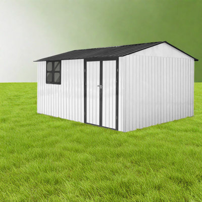 Durable Metal Storage Sheds, Modern Design With Shelves For Outdoor Use