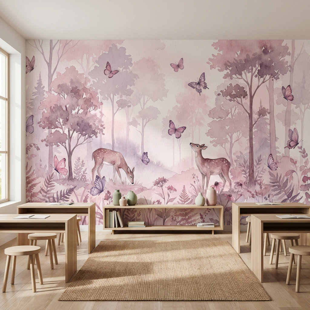 Lark Manor™ Forest Wallpaper Butterflies Deer Wall Mural | Wayfair