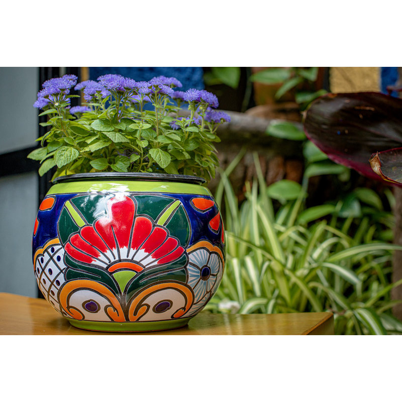 Pot à fleurs vert Talavera Baul, 7,5 po x 11 po x 11 po