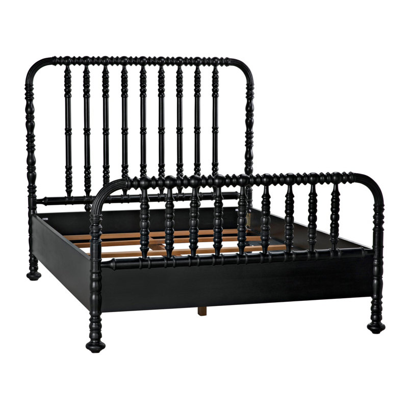 Bachelor Solid Wood Bed, Queen, Hand Rubbed Black