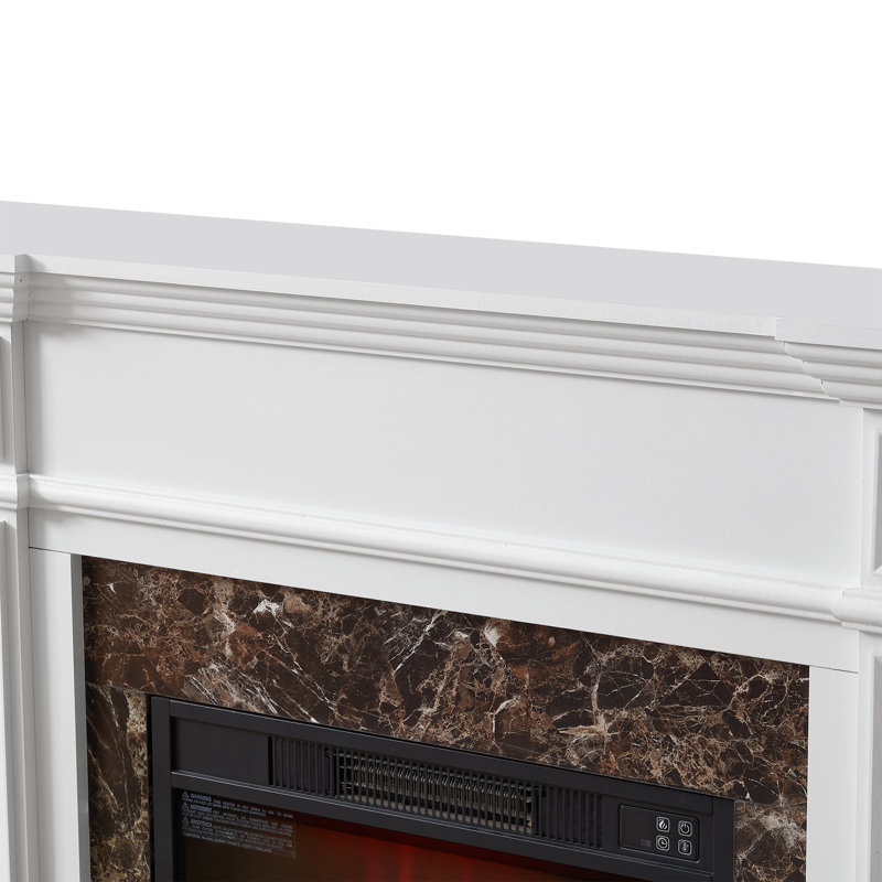 Electric Fireplace with Mantel, Fireplace Mantel, Fireplace Heater Freestanding, Realistic Stacked Stone Surround with Remote Control Timer LED Flame