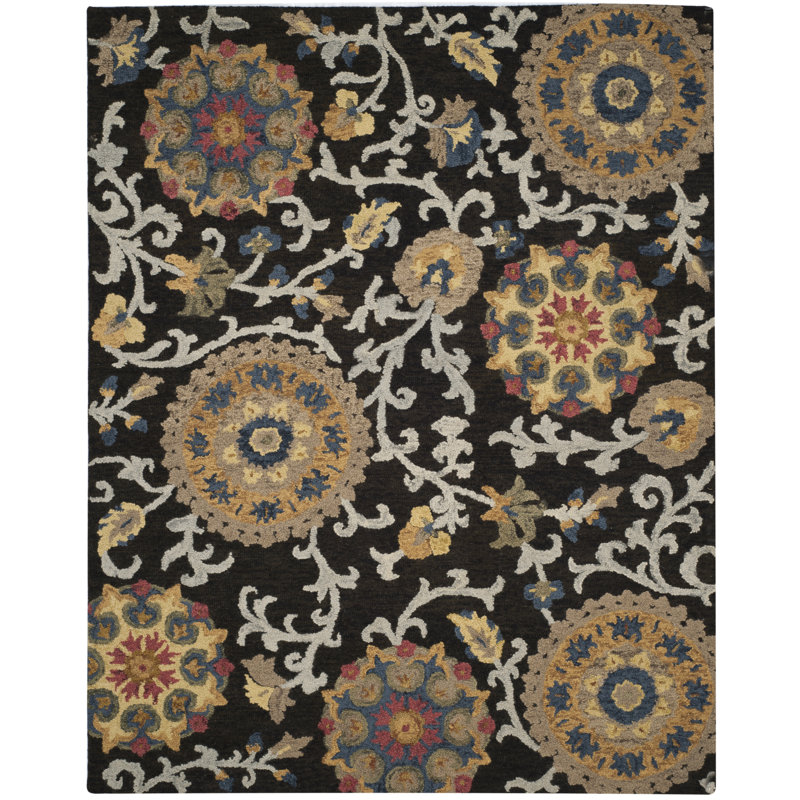 Emrick Hand Tufted Wool Floral Rug, Rectangle 11' x 15'