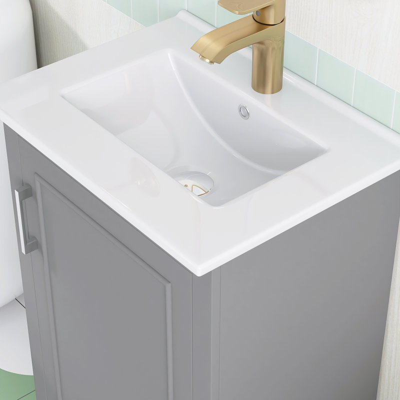 Ensemble de meuble-lavabo autoportant 20 po avec comptoir en céramique 20 po, Gris
