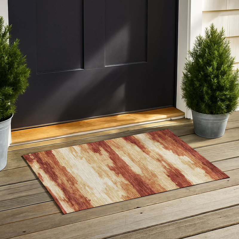 Machine Washable Indoor/Outdoor Chantille ACN2876 Abstract Rug, Paprika, 2'6" x 3'10"