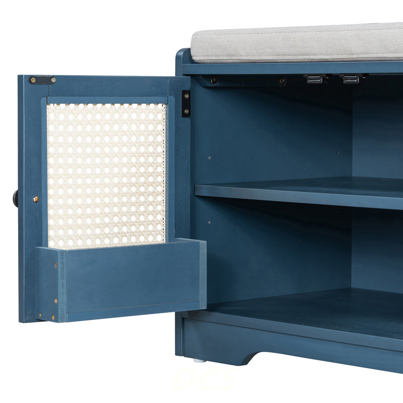Banc de rangement Rustic, Bleu marine antique