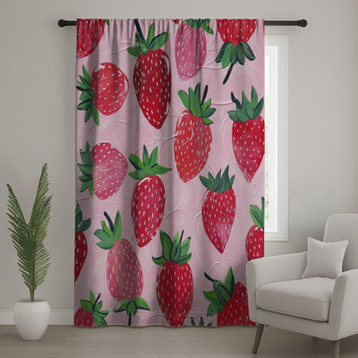 Strawberries Window Curtains, Food Sheer & Blockout Curtains - 1 Panel