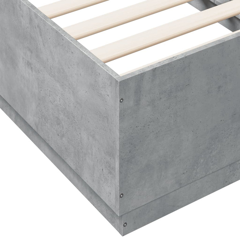 Vidaxl Bed Frame With LED Lights Concrete Grey Engineered Wood, Single (3')