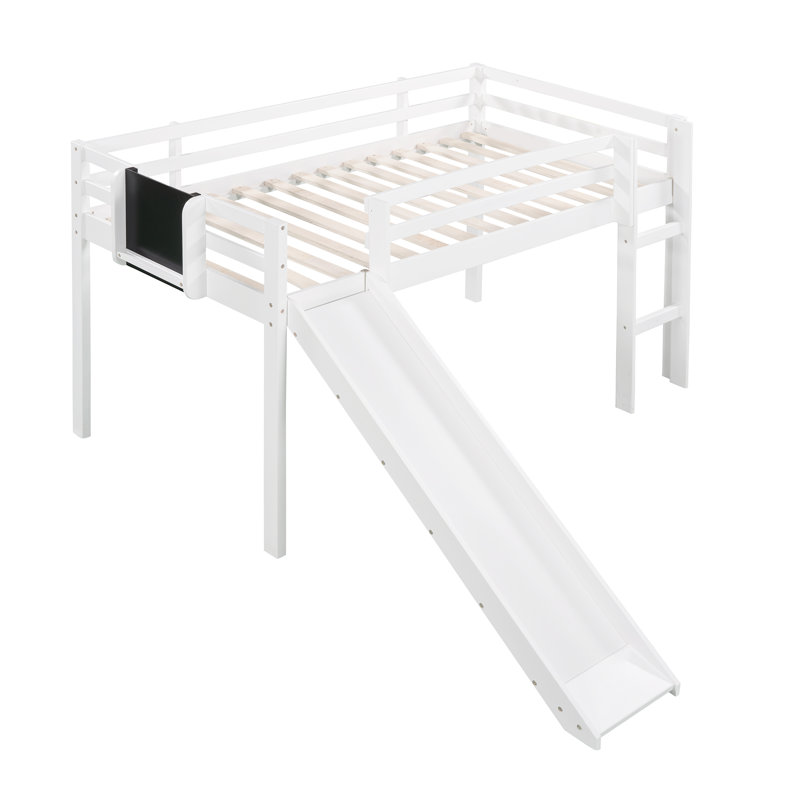 Twin Loft Bed With Slide And Blackboard