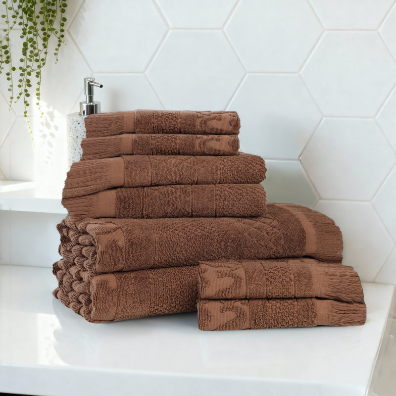 Ensemble de serviettes de bain 8 pièces Blue Nile Mills, Chocolat, Ensemble de serviettes 8 pièces