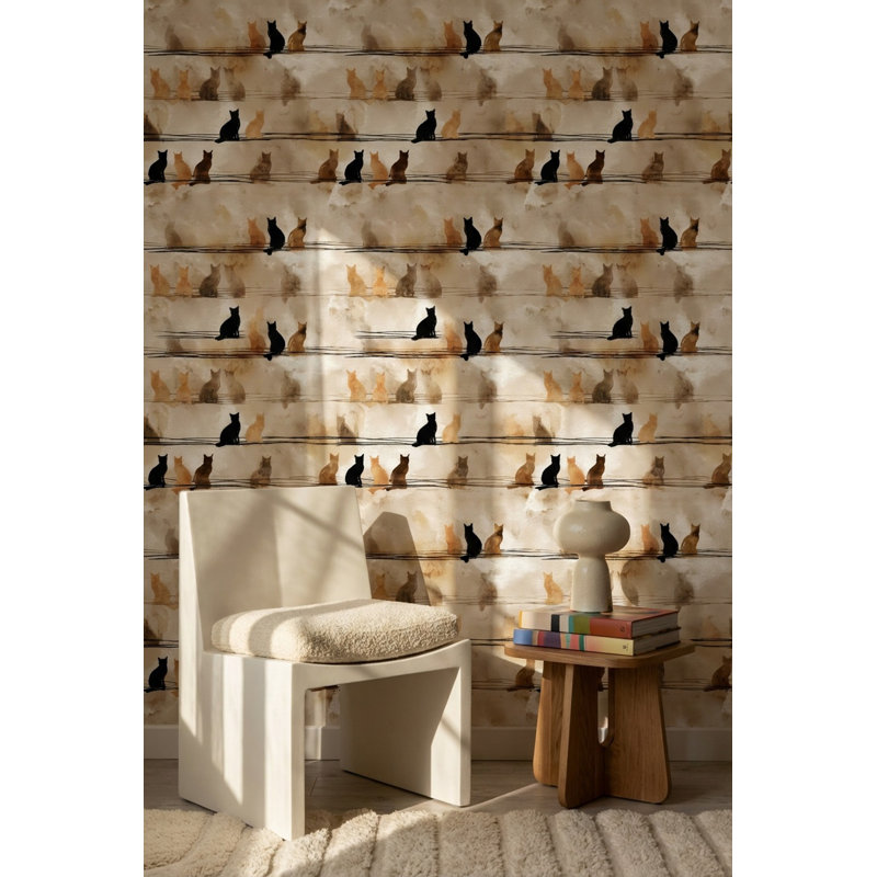 Murale de chats abstraits et artistiques, Peler et coller