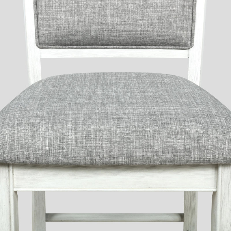 Tabouret de bar 2 pièces Farmhouse Style, Blanc, Gris