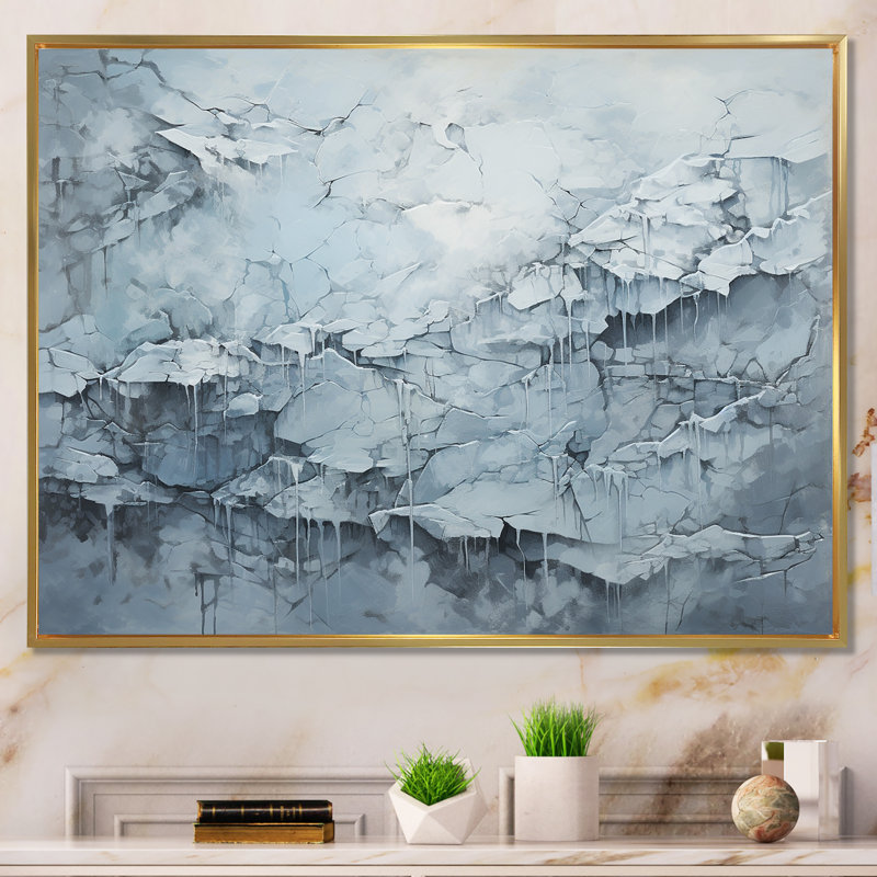 Carte du monde glaciaire sur toile, H 34 po x l 44 po x P 1,5 po, Cadre flottant doré