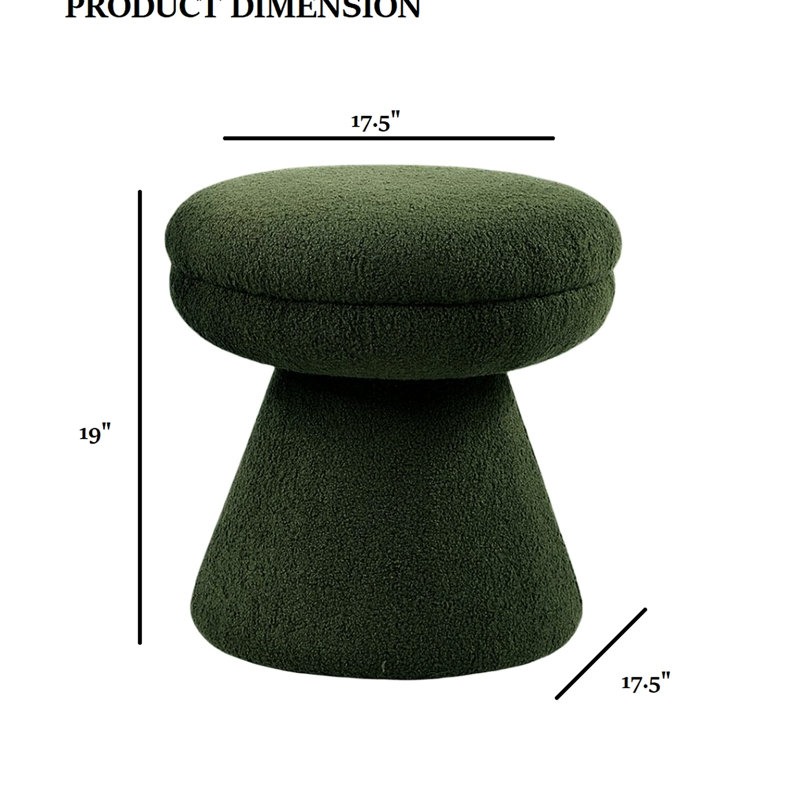 Tabouret décoratif 1 pièce de conception contemporaine, base piédestal et tissu semblable à la peau de mouton, l 17,5 po x P 17,5 po H 19 po, pour la vie principale avec base l 17,5 po de profondeur, 19 po de hauteur