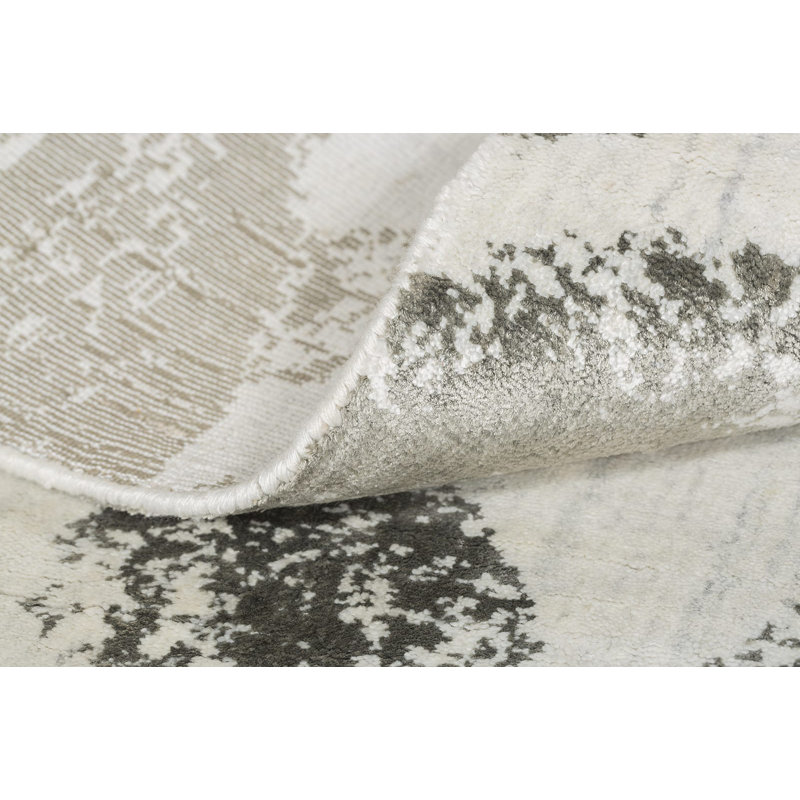Hand Loomed Floral Area Rug in Gray/White, Rectangle 12' x 16'