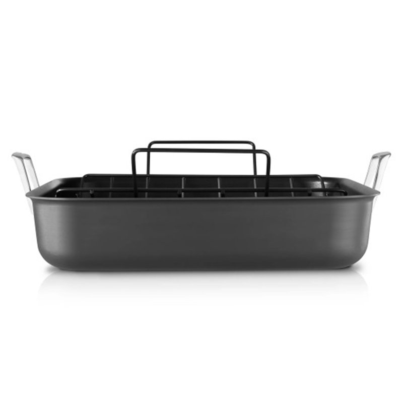 Premier Black Hard-Anodized Nonstick Roasting Pan with Rack and Handles