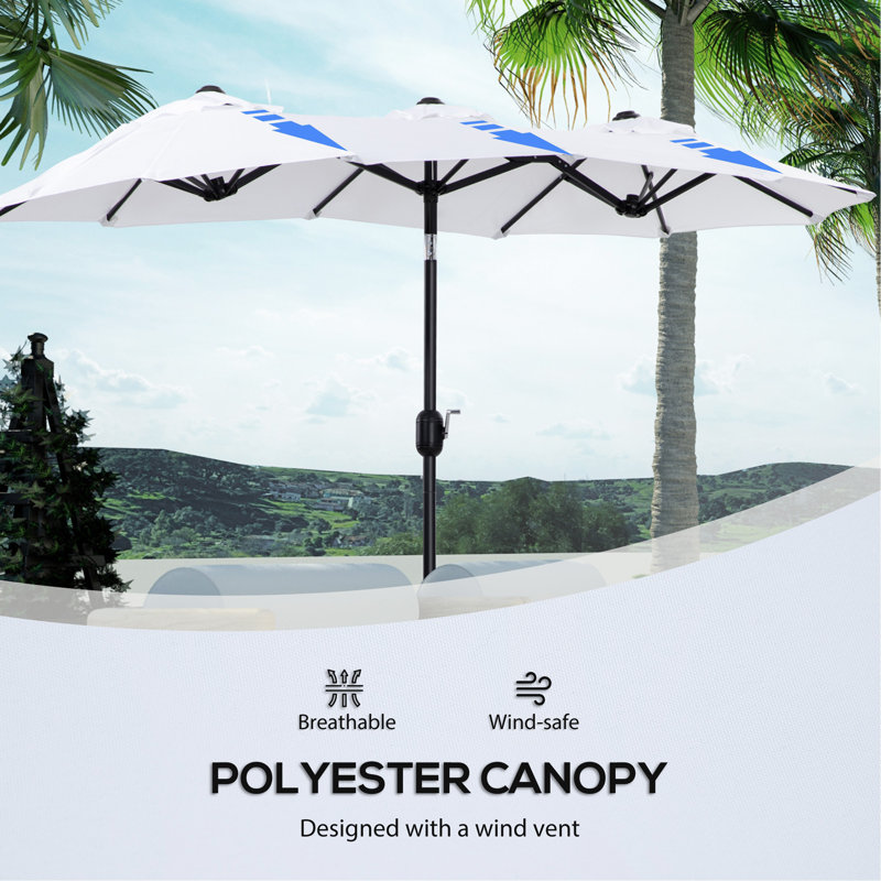 9 x 15 patio umbrella Patiojoy 15FT Double-Sided Patio Market Umbrella Large Crank Handle Vented Outdoor Twin